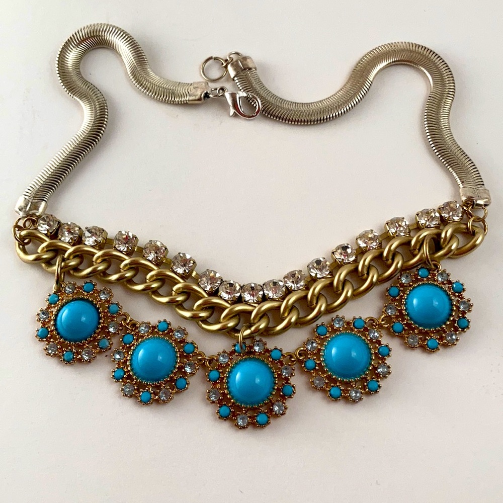 Silver, Gold and Turquoise Choker Necklace New 💎